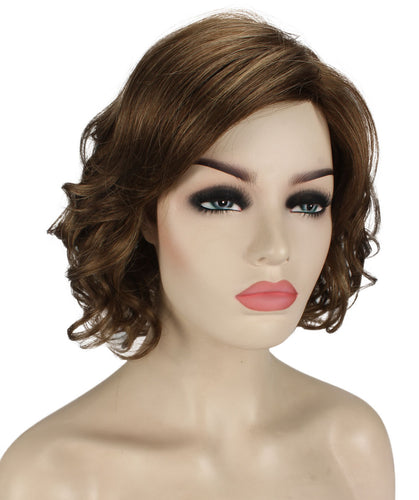 Light Brown with Blonde Highlight Front bob wigs with side part and bangs