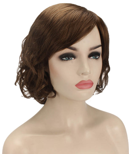 Light Brown bob wigs with side part and bangs