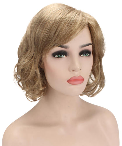 Ash Blonde bob wigs with side part and bangs