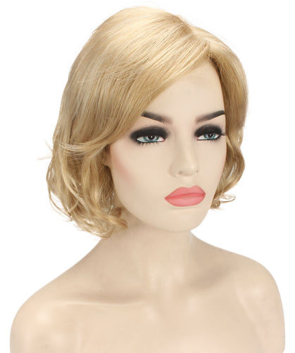 Champaign Blonde bob wigs with side part and bangs