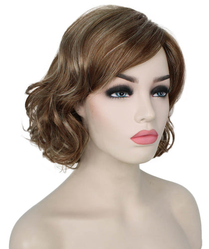 Light Blonde with Blonde Highlight bob wigs with side part and bangs
