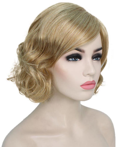 Strawberry Blonde bob wigs with side part and bangs