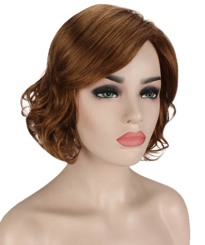 Medium Auburn with Light Aurburn Tips bob wigs with side part and bangs