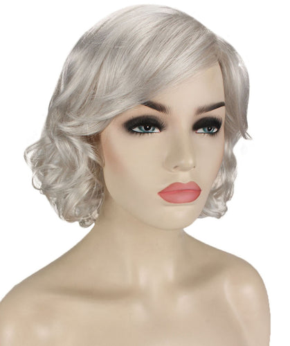 Silver Grey bob wigs with side part and bangs