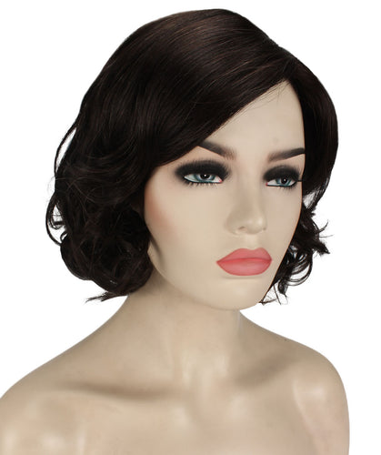 Off Black bob wigs with side part and bangs