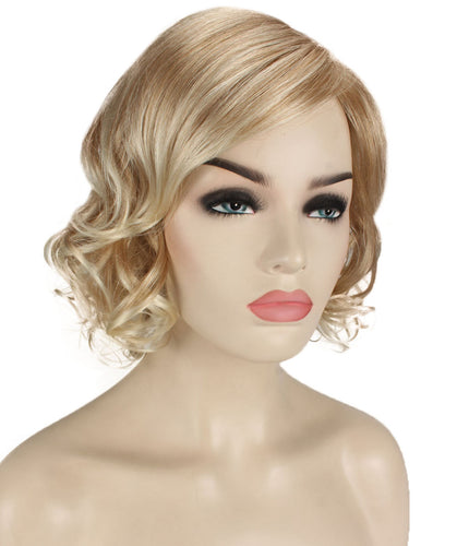 Golden Blonde with 613 Plantinum Tips bob wigs with side part and bangs