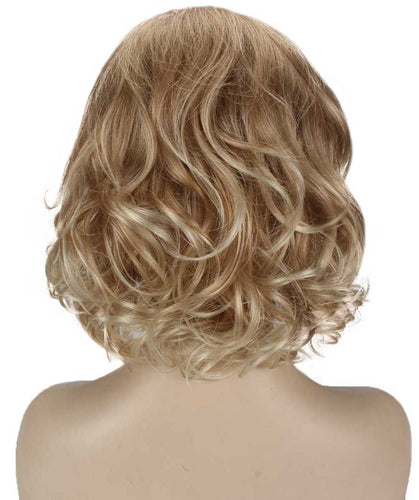 Golden Blonde with 613 Plantinum Tips bob wigs with side part and bangs