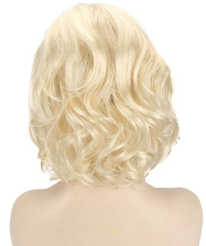 Platinum Blonde bob wigs with side part and bangs