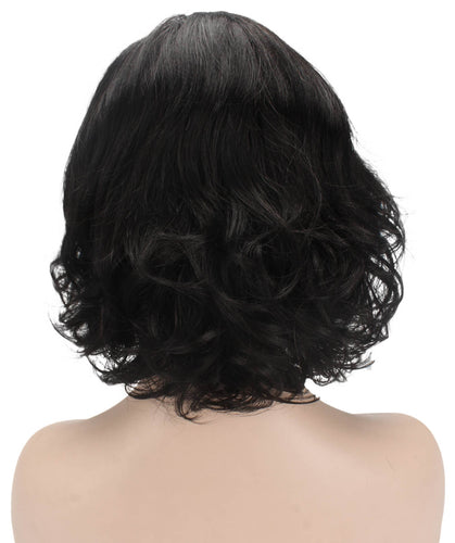 Black bob wigs with side part and bangs