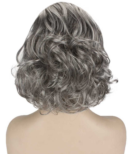 Salt & Pepper Grey with Silver Grey HL Front bob wigs with side part and bangs