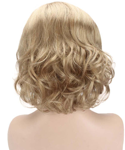 Honey Blonde bob wigs with side part and bangs