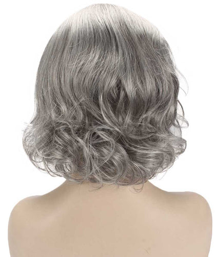 Salt & Pepper Grey bob wigs with side part and bangs