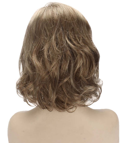  Light Ash Brown with Light Blonde Frost bob wigs with side part and bangs