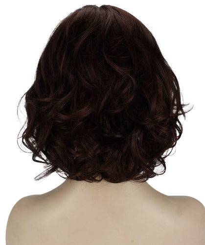 Dark Auburn bob wigs with side part and bangs