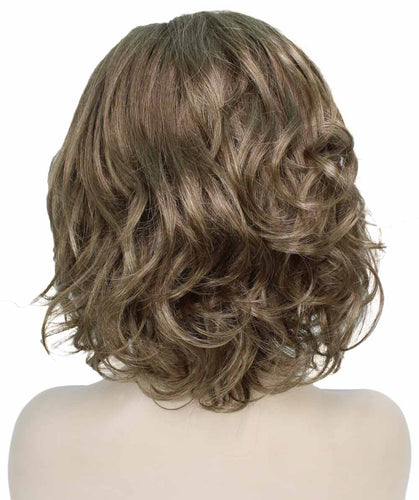 Ash Light Brown bob wigs with side part and bangs