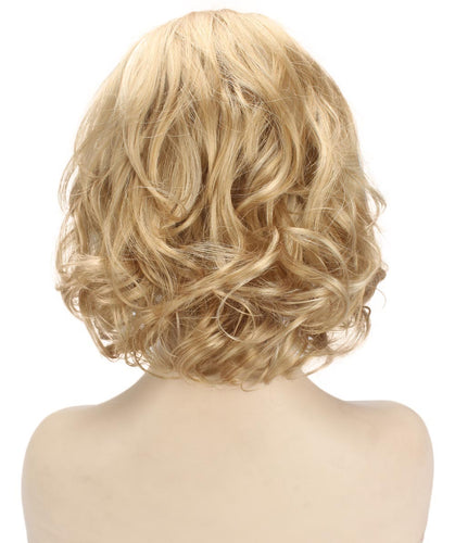 Champaign Blonde bob wigs with side part and bangs