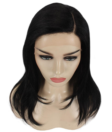 Black swiss lace front wig