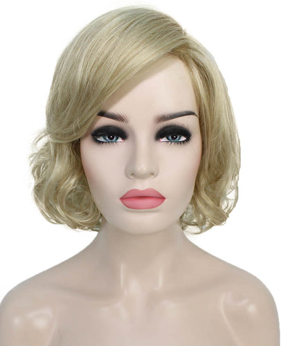 Light Blonde bob wigs with side part and bangs