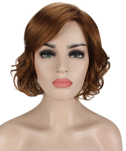 Medium Auburn with Light Aurburn Tips bob wigs with side part and bangs