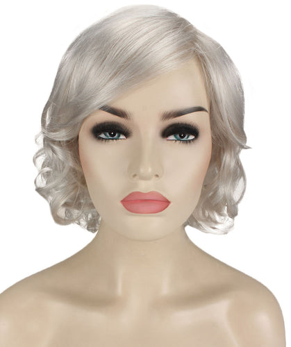 Silver Grey bob wigs with side part and bangs