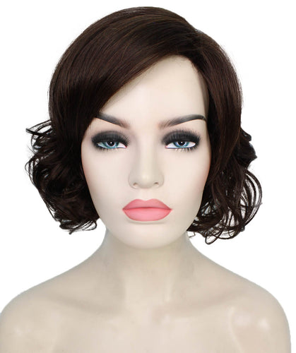 Chocolate Brown bob wigs with side part and bangs