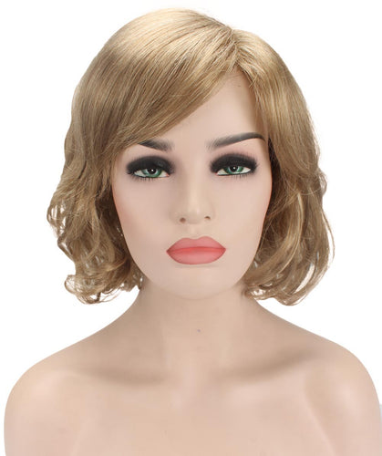 Ash Blonde bob wigs with side part and bangs