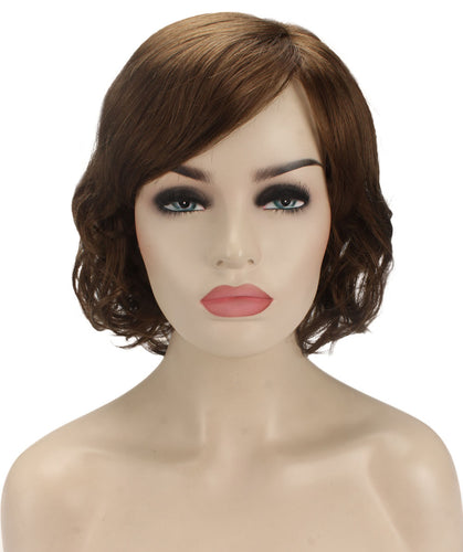 Light Brown bob wigs with side part and bangs