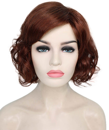 Dark Aurburn with Falme Auburn Foils bob wigs with side part and bangs