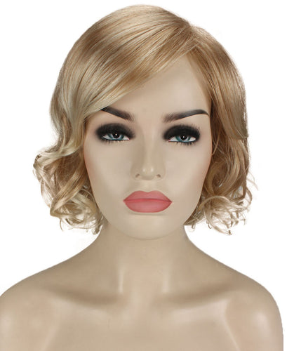 Golden Blonde with 613 Plantinum Tipsbob wigs with side part and bangs
