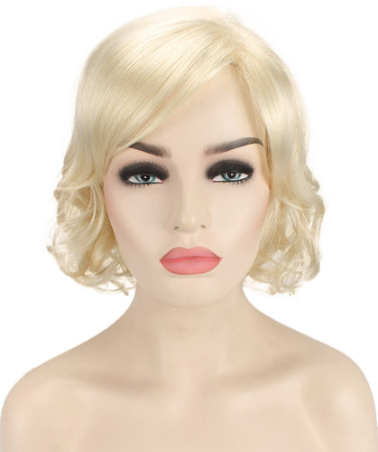 Platinum Blonde bob wigs with side part and bangs