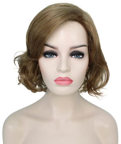 Dark Golden Blonde bob wigs with side part and bangs