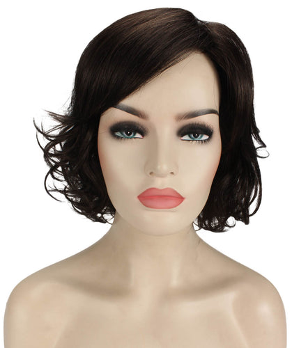 Dark Brown bob wigs with side part and bangs