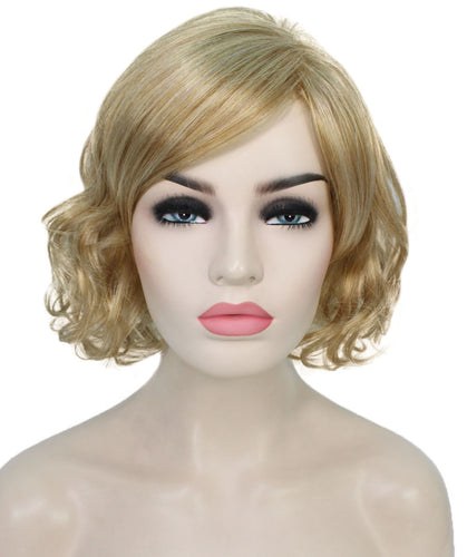 Strawberry Blonde bob wigs with side part and bangs