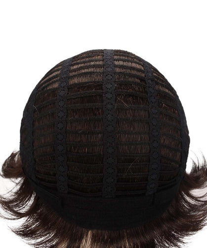 Dark Brown with Auburn highlights layered bob wig