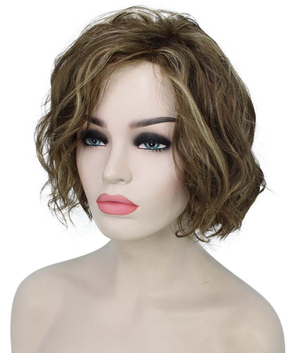 Light Brown with Blonde Highlight Front (Front) tousled bob wig