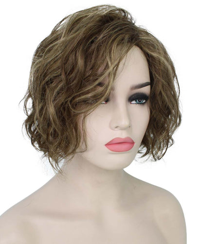 Light Brown with Blonde Highlight Front (Front) tousled bob wig