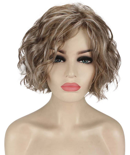 Ash Brown with Silver Grey Frost tousled bob wig