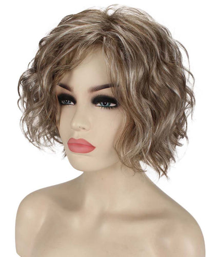 Ash Brown with Silver Grey Frost tousled bob wig