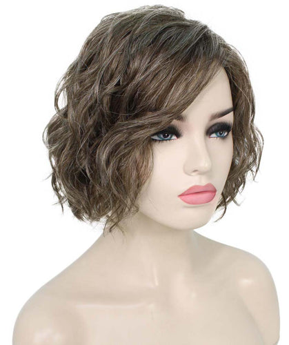 Grey with Golden Blonde tousled bob wig