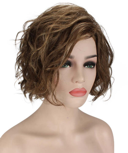 Light Brown with Blonde Highlight Front tousled bob wig