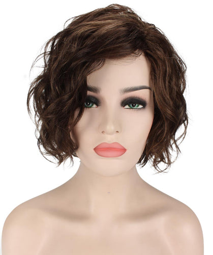 Chestnut Brown with Light Brown Highlight tousled bob wig