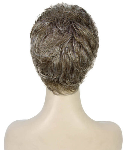 Ash Brown with Silver Grey Frost short pixie wigs