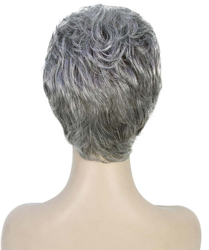 Salt & Pepper Grey with Silver Grey HL Front short pixie wigs