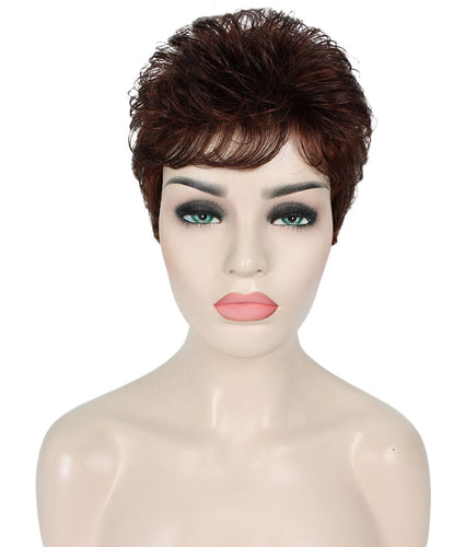 Dark Aurburn with Falme Auburn Highlights short pixie wigs