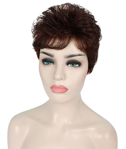 Dark Aurburn with Falme Auburn Highlights short pixie wigs