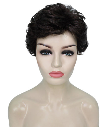 Off Black Curly Pixie Wig