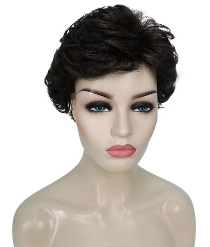 Off Black Curly Pixie Wig
