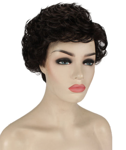 Dark Brown Curly Pixie Wig