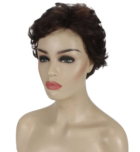 Chestnut Brown Curly Pixie Wig