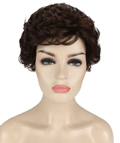 Chocolate Brown Curly Pixie Wig